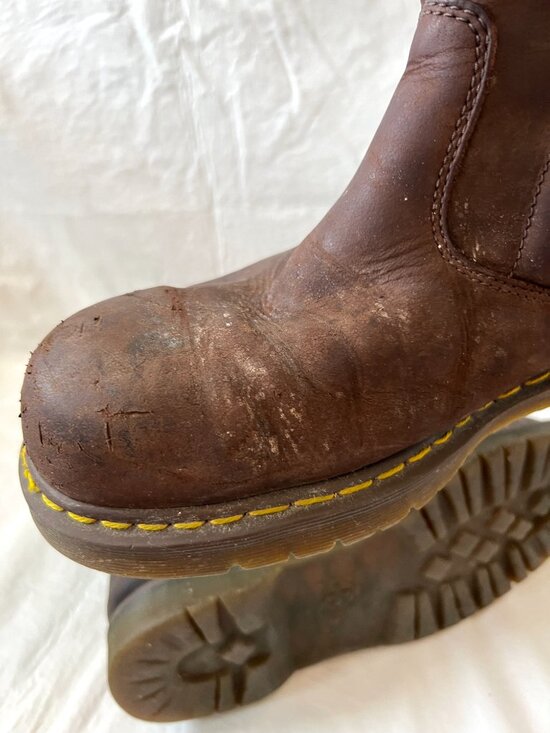 Dr Martens Boots Icon 2295 Steel Toe Work brown leather mens 13 pull on safety